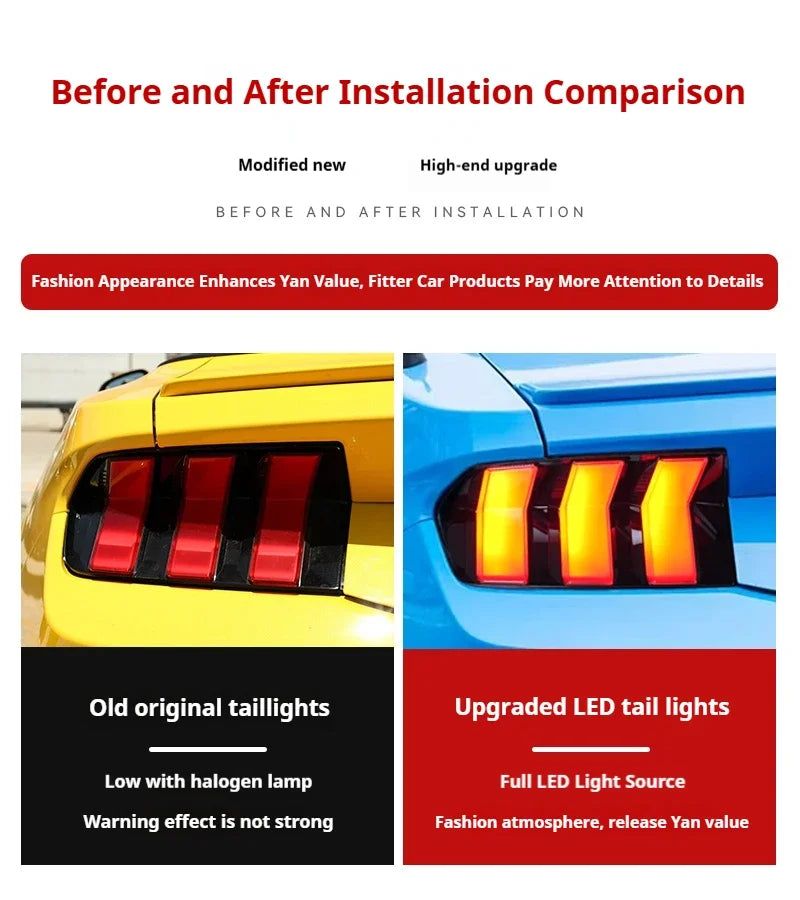 VLAND LED Tail Lights for Ford Mustang 2023-2025 – Dynamic Turn Signals &amp; Modern LED Design
