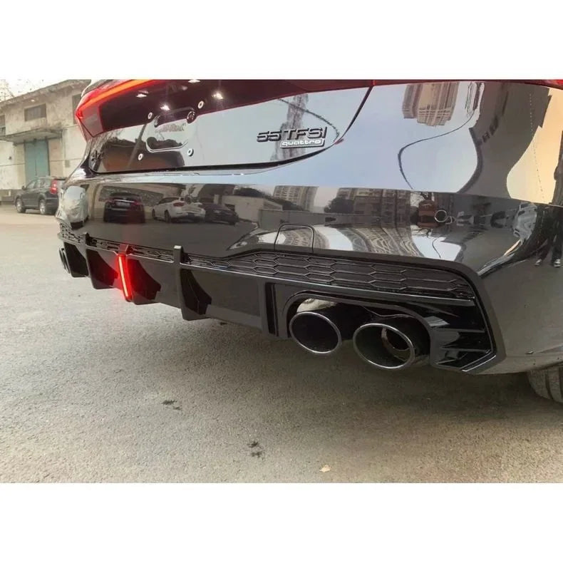 Gloss Black Rear Diffuser with LED Light for Audi A7 &amp; S7 C8 (2019-2025)