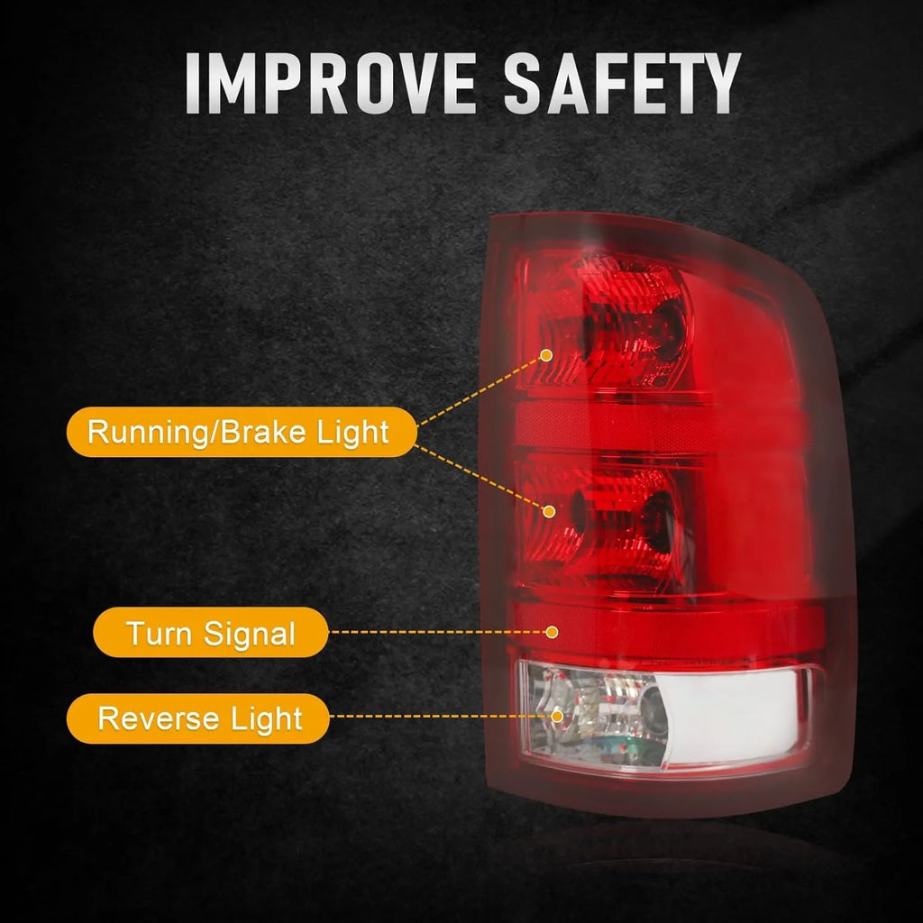 Halogen Tail Lights for GMC Sierra 2007-2013 – Left & Right Rear Light Assembly