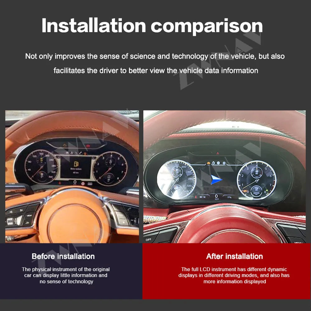 ZWNAV 12.3" Digital Instrument Cluster for Bentley Flying Spur &amp; Continental GT/GTC (2005–2017)