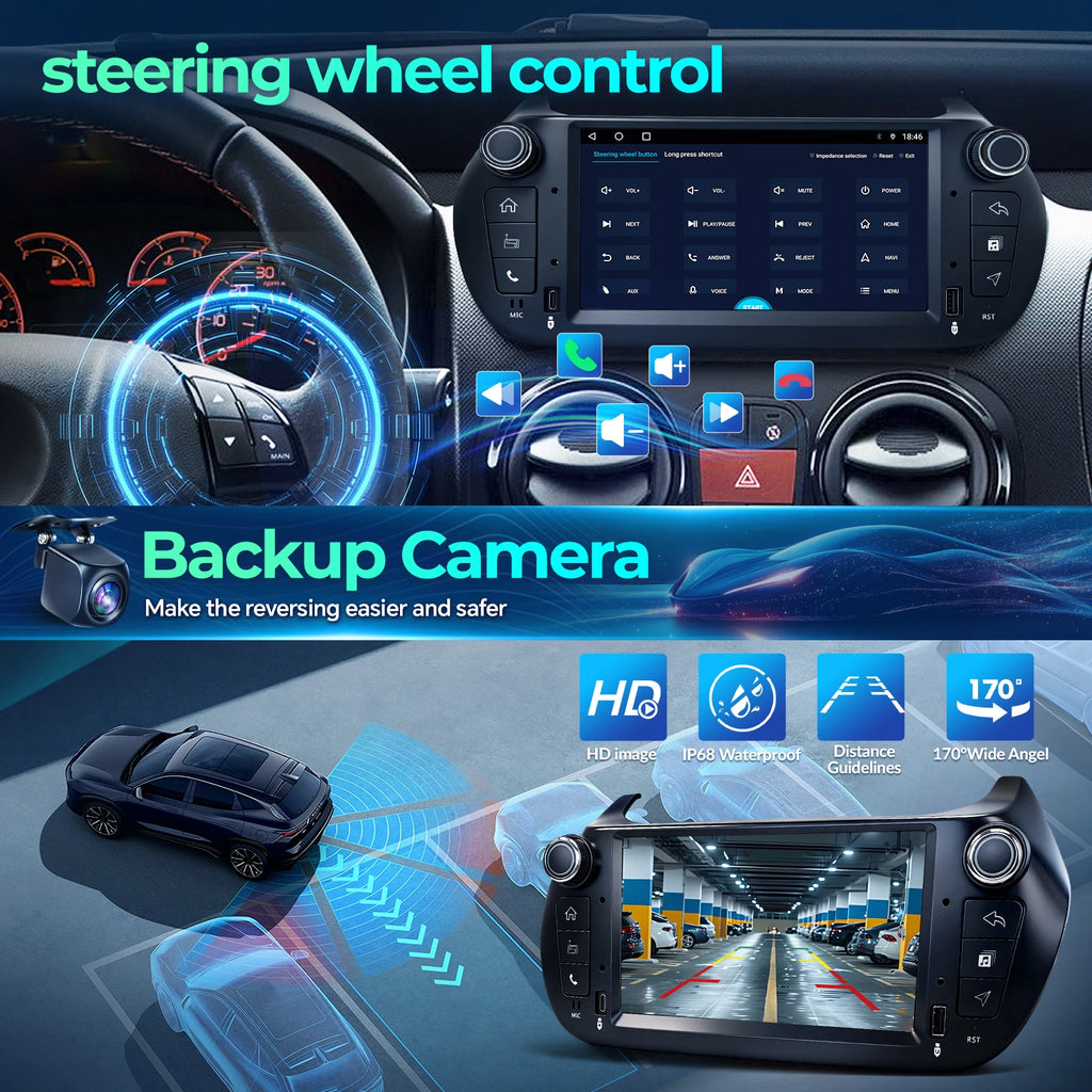 7-Inch Android Car Stereo for Fiat Fiorino 2007-2016 – Wireless CarPlay, Android Auto &amp; GPS Navigation