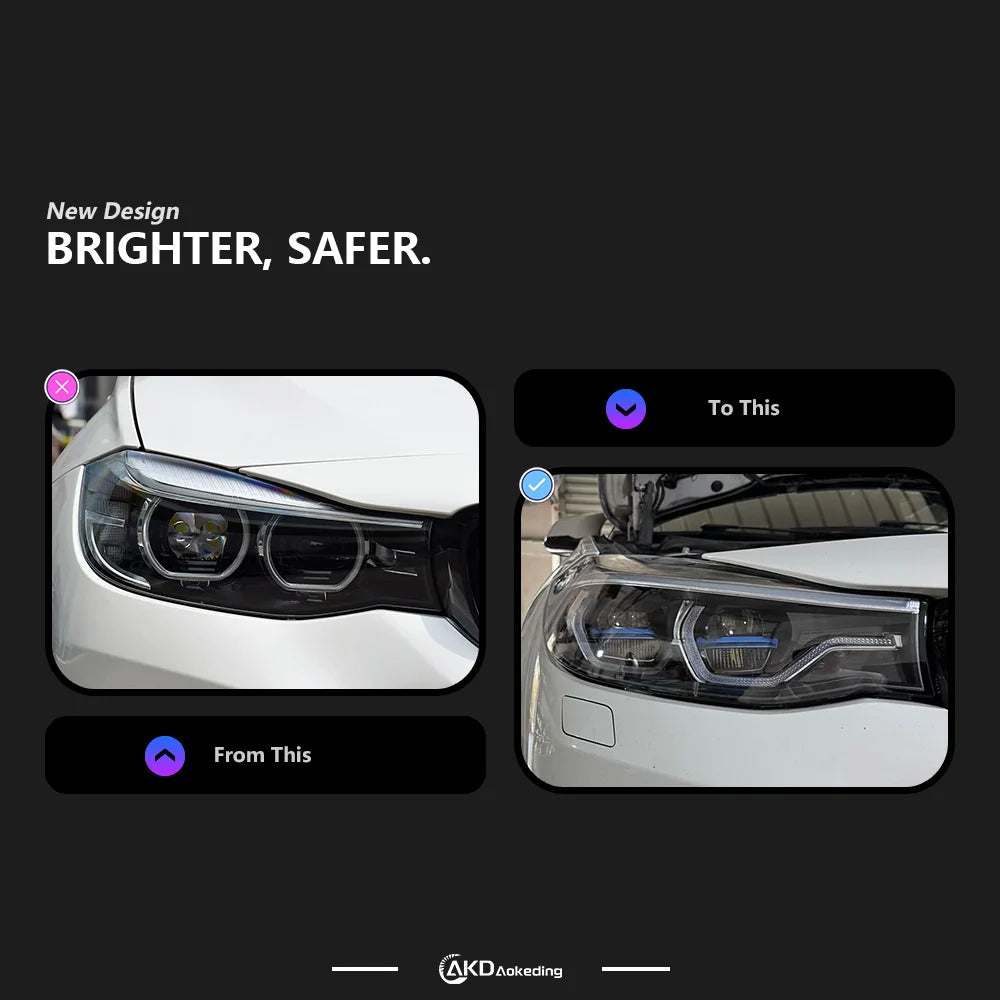 LED Headlight Assembly for BMW 3 Series GT F34 (2013–2019) | Projector Lens Front Headlights