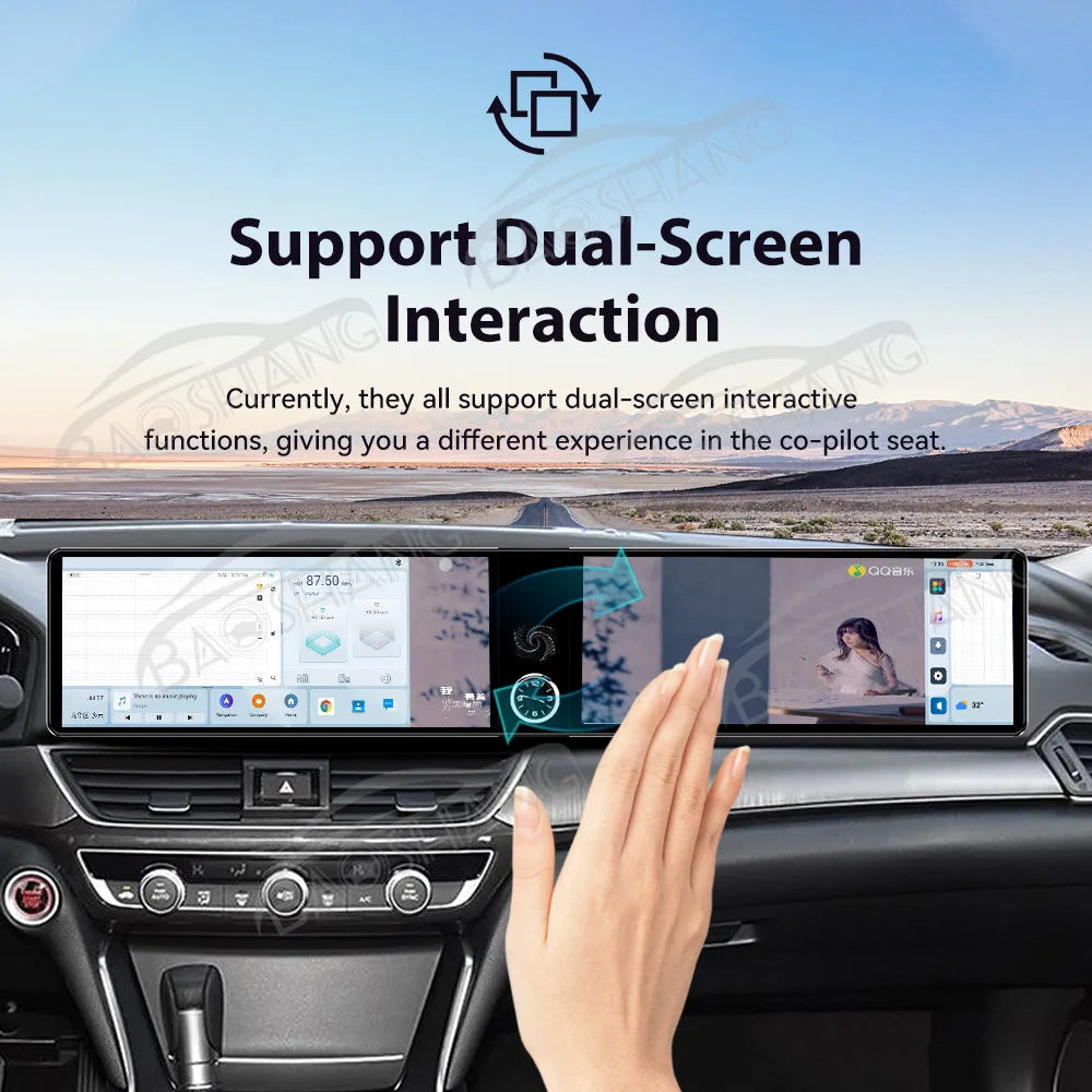 Baoshang Dual 12.3" Android 13 Car Stereo for Honda Accord & Insight 2018-2022 – Wireless CarPlay, GPS Navigation & Voice Control