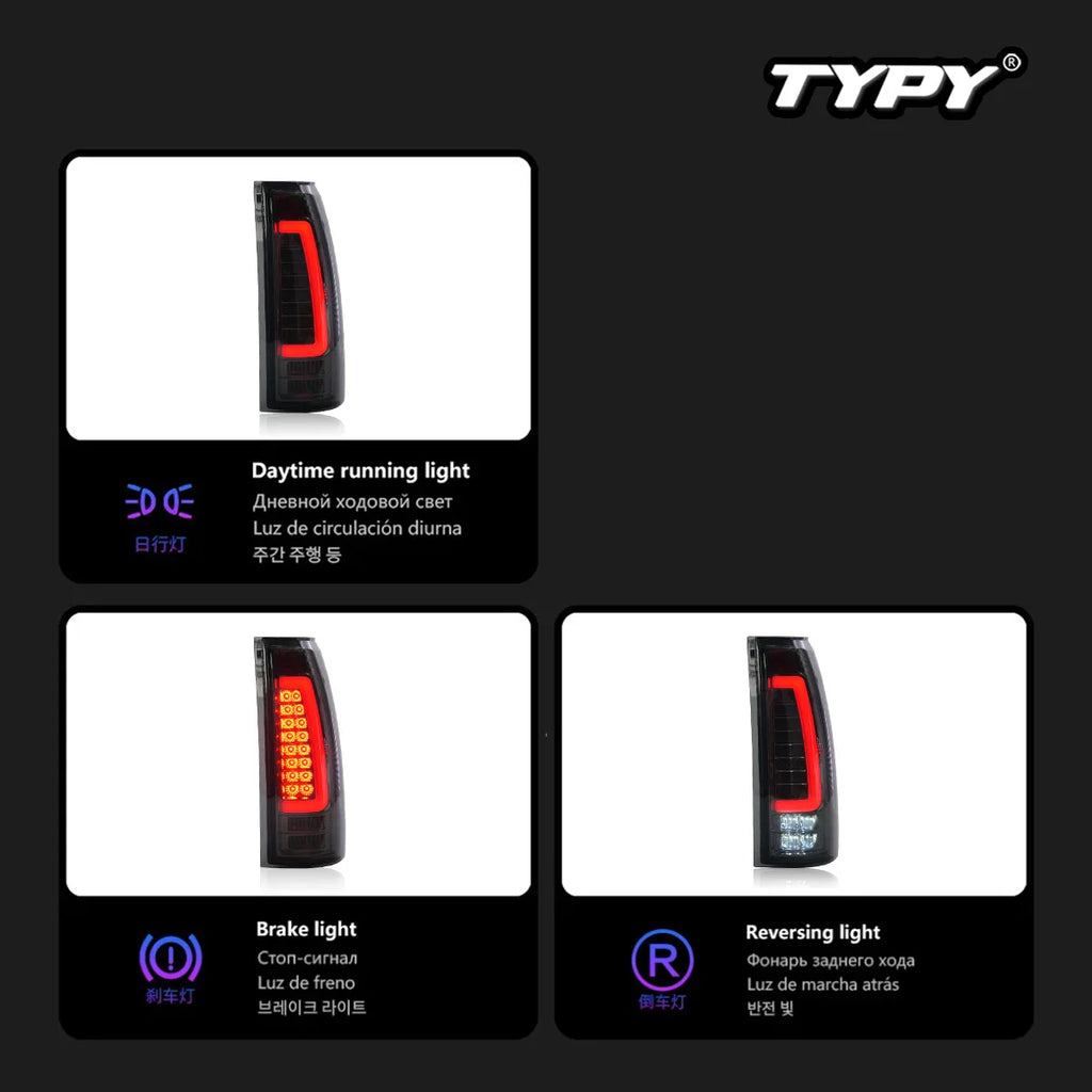 TYPY LED Tail Lights for Chevrolet & GMC Trucks 1988-1998 – Smoke Lens Rear Light Upgrade