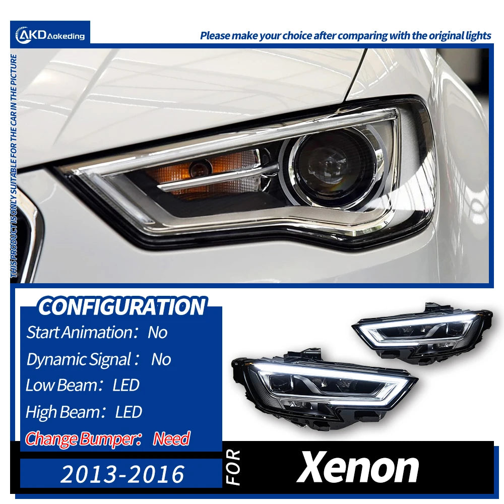 LED Projector Headlights for Audi A3 (2017-2020) and (2013-2016)