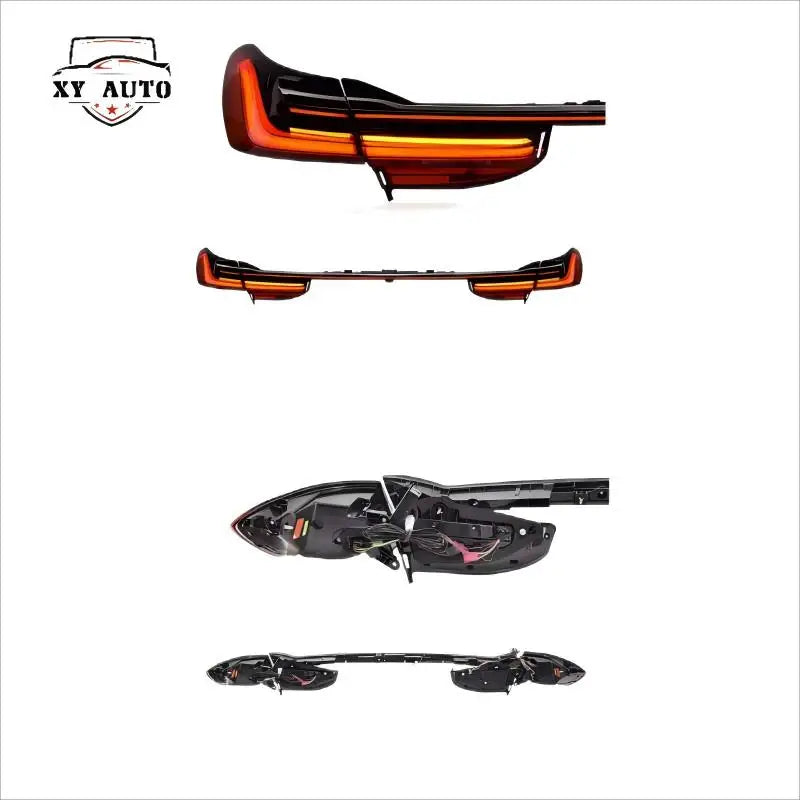 For BMW 7 Series G12 Tail Light Assembly for Old New Models 12V Yellow LED Through Running&Turn Signal ABS with Red & Clear Lens
