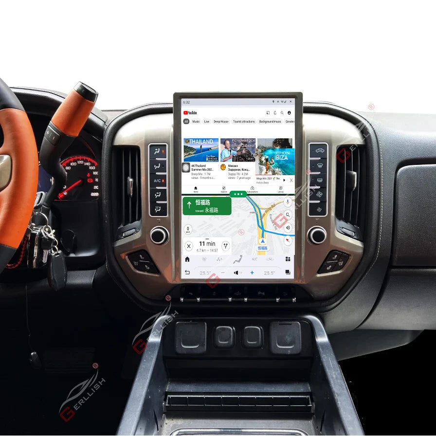 Tesla Style Android Car Stereo for Chevrolet Silverado & GMC Sierra 2014-2020 – Wireless CarPlay, Android Auto & GPS Navigation