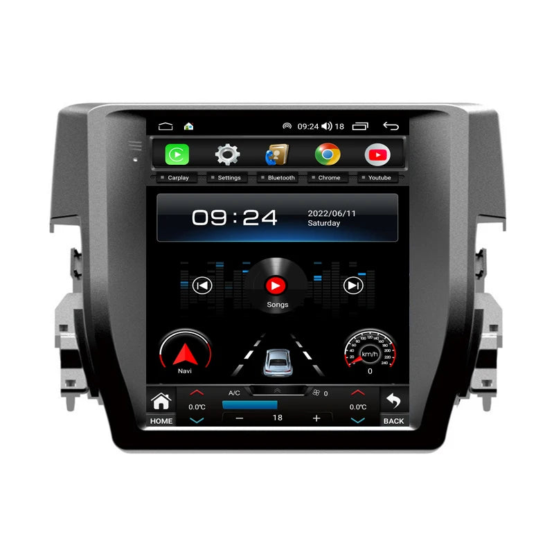 WITSON 9.7" Tesla Style Android 14 Car Stereo for Honda Civic 2016-2018 – Wireless CarPlay & Android Auto