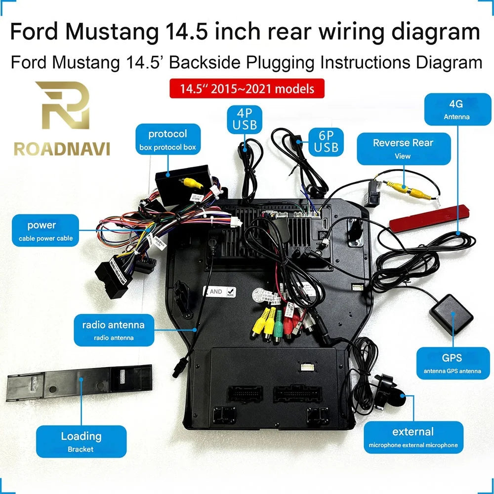 14.5" Android Car Stereo for Ford Mustang 2014-2021 – Wireless CarPlay, Android Auto &amp; 360° Camera Support