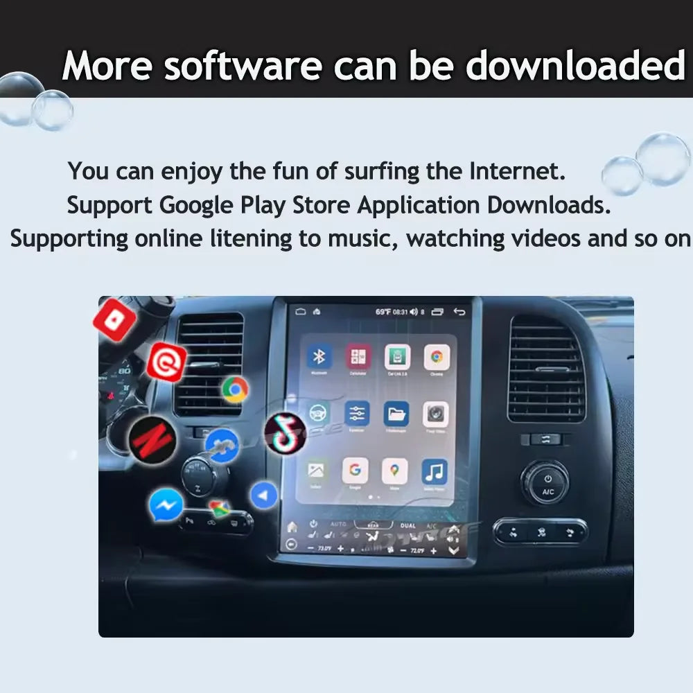 Android Car Multimedia Player for Chevrolet Tahoe, Suburban, Silverado, GMC Yukon, Sierra & Acadia 2007-2013 – GPS Navigation, CarPlay & Android Auto