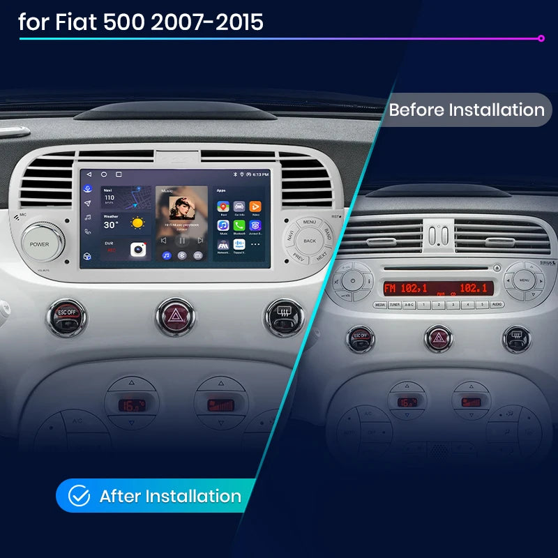Junsun V1 7-Inch Android Car Stereo for Fiat 500 &amp; Abarth (2007-2015)