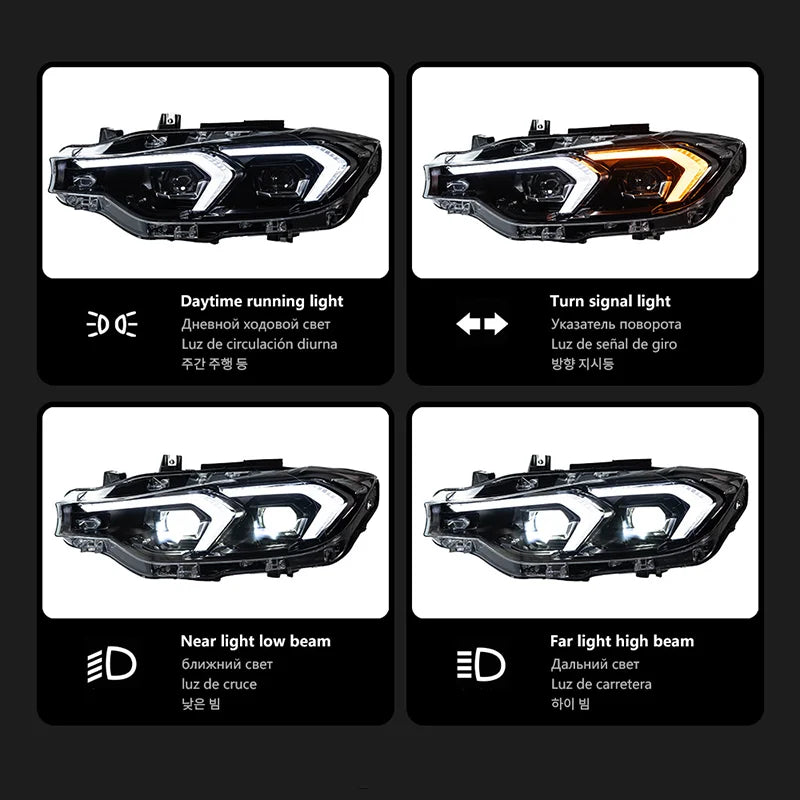 Car Lights Assembly DRL High Low Beam Plug and Play Front Head Lamp Upgrade LED Headlight for BMW 3 Series F30 F31 F35 2012-2019
