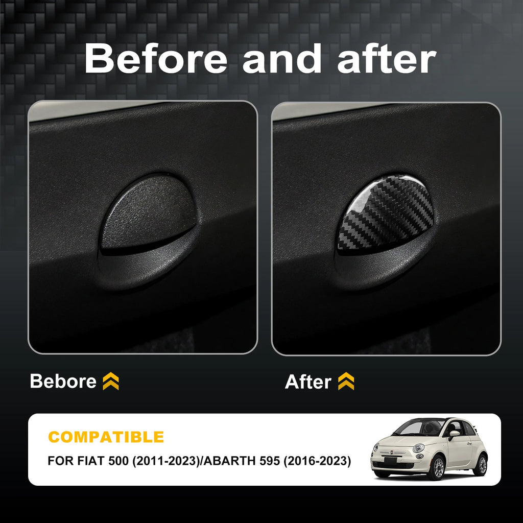 Real Carbon Fiber Glovebox Button Cover for Fiat 500 &amp; Abarth 595 (2011–2023)