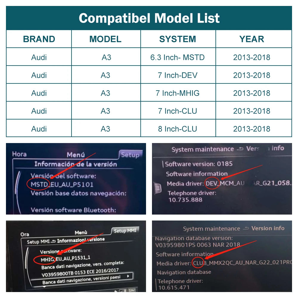 Road Top Wireless CarPlay Decoder for Audi A3 (2013–2018)
