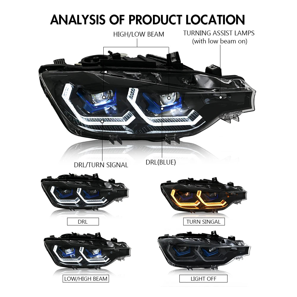 LED Headlight Assembly for BMW 3 Series F30 (2016–2019) | OE 63117338704
