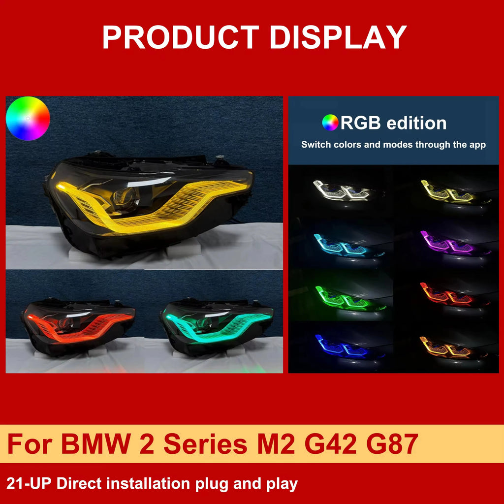 PLD Hot Selling Led Car Light Drl Rgb Colour Control by Phone Headlight for BMW 2 Series M2 G42 G87 2021-UP Headlights