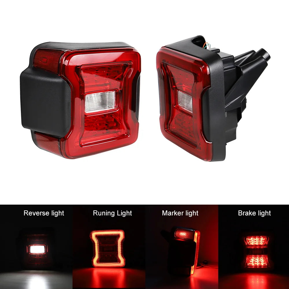 USA 12V Red LED Tail Lights Brake Lamp with Blind Spot Plug New Condition for Jeep Wrangler JL 2018-2024