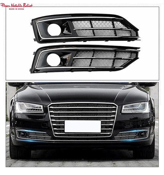 Gloss Black Fog Light Grilles for Audi A8 / S8 D4 (2015–2018)