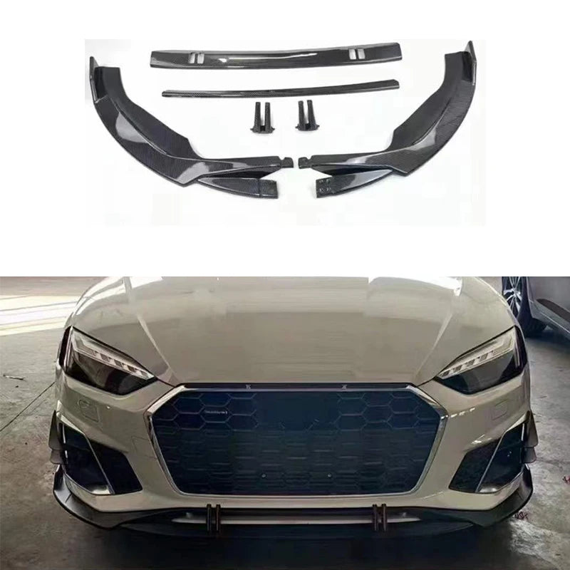 RS-Style Real Carbon Fiber Front Lip for Audi A5 / S5 B9.5 Sportback &amp; Coupe (2021–2024)