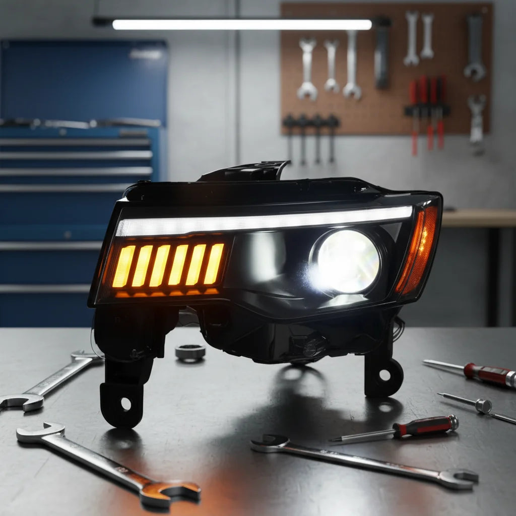 LED Headlight Assembly for Jeep Grand Cherokee 2014-2022 – DRL & Dynamic Turn Signal Upgrade