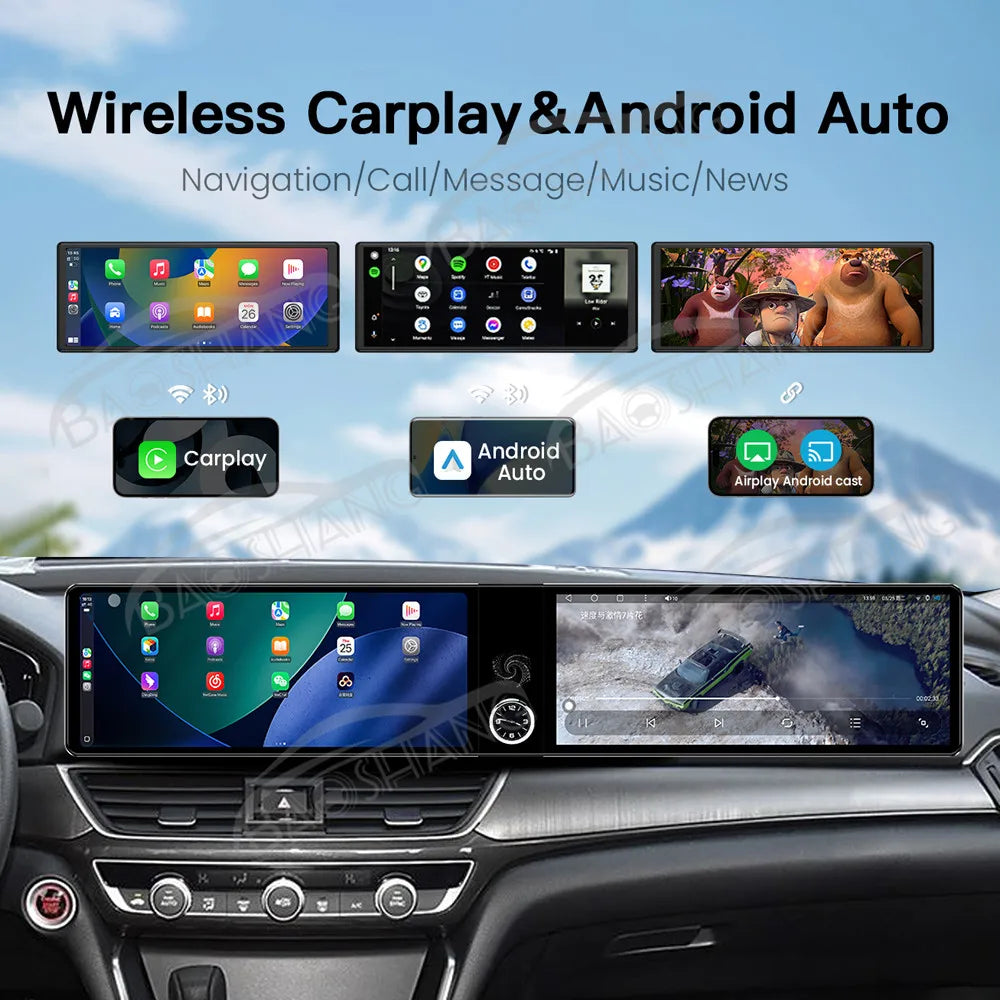 Baoshang Dual 12.3" Android 13 Car Stereo for Honda Accord & Insight 2018-2022 – Wireless CarPlay, GPS Navigation & Voice Control