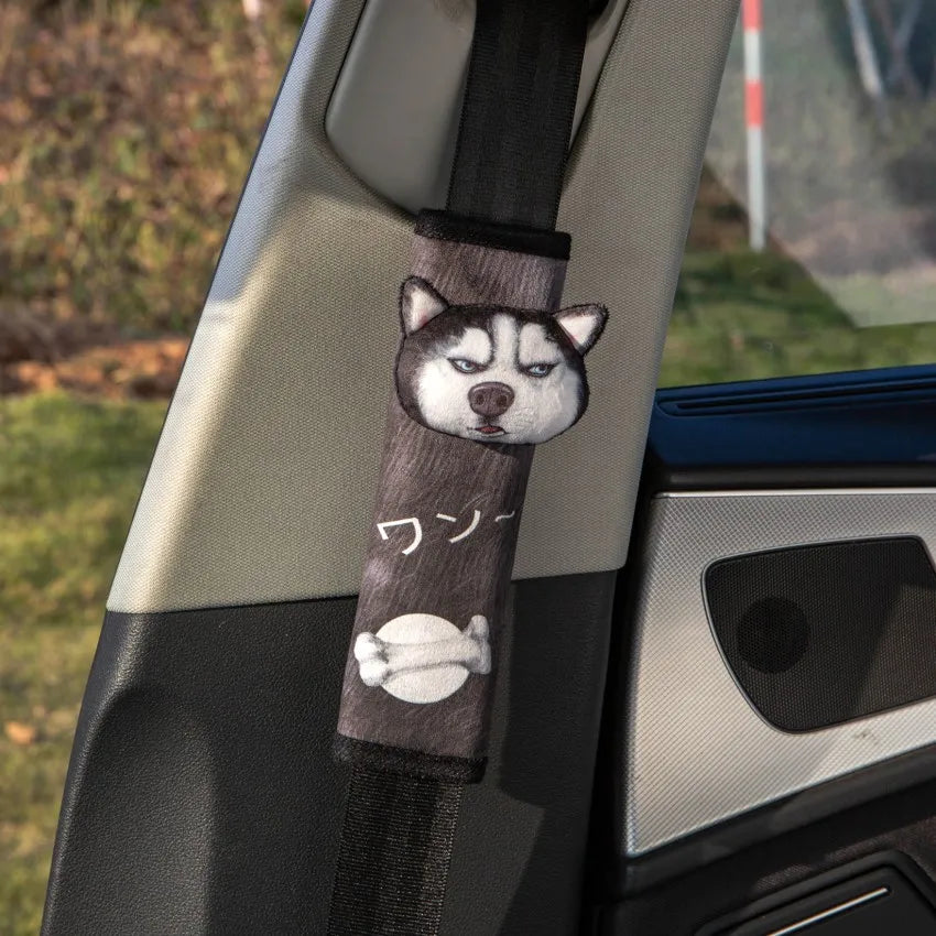 Dog Cat Car Neck Pillow Seat Belt Shoulder Pad Car Neck Pillow Travel 3D Animal Neck Cushion Universal Car Accessory Cartoon