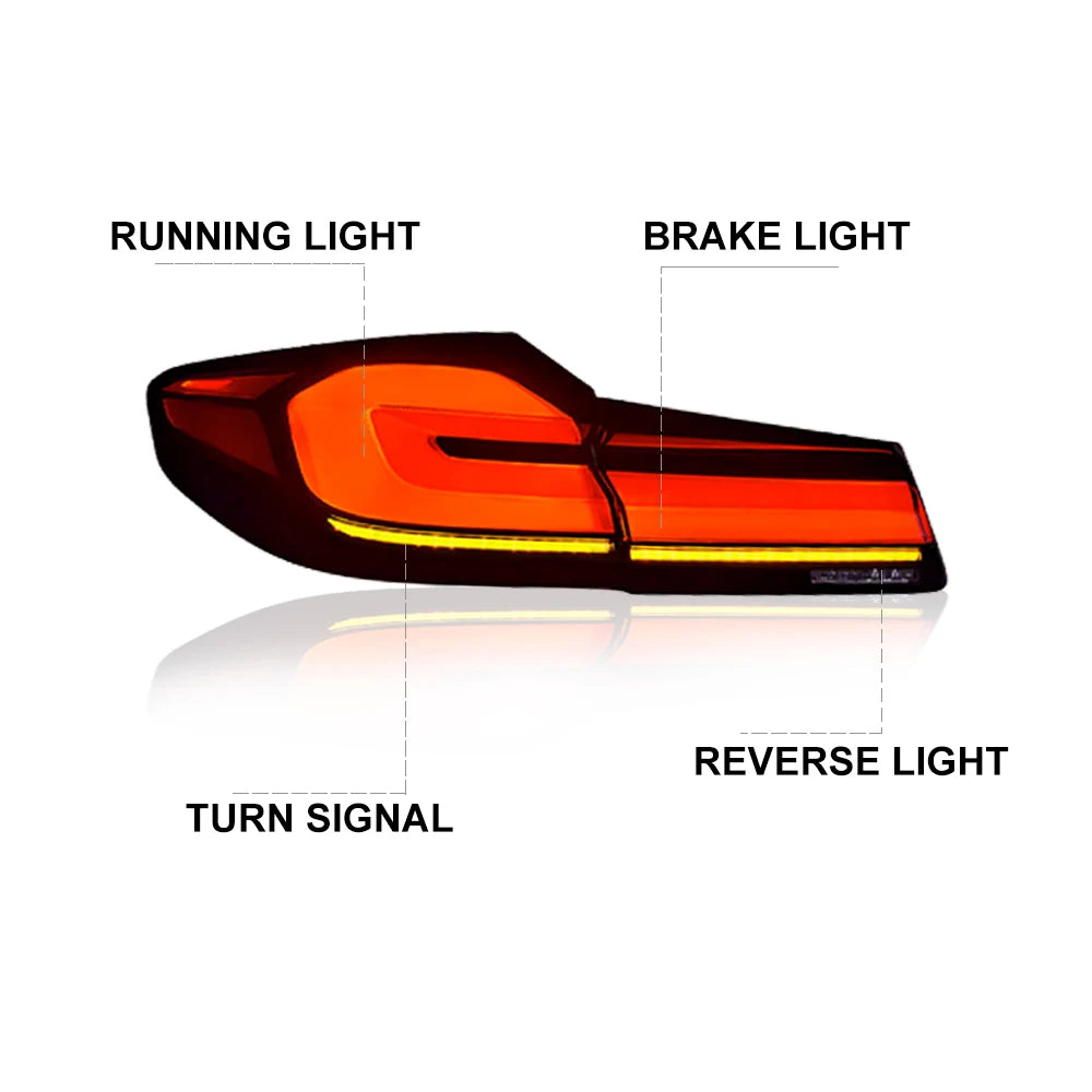 Factory New LED Tail Lights for BMW 5 Series 2018-2020 Styling Rear Lamps Assembly Red Lens 12V Voltage Compatible with G30 G38