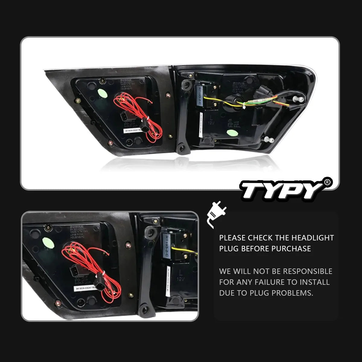 TYPY for JEEP Grand Cherokee Taillight Assemblies with LED Rear Lights Running Lights Turn Signals Plug and Play 2011-2013