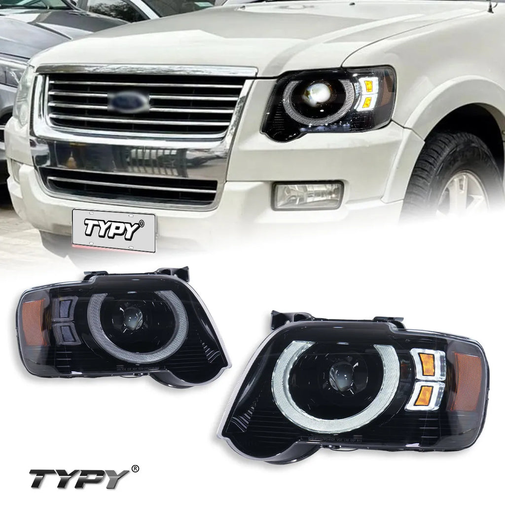 TYPY LED Headlights for Ford Explorer 2006-2010 – Defender Style Headlight Assembly with DRL &amp; Turn Signals