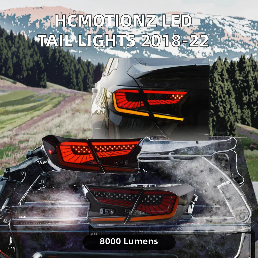 HCMOTIONZ LED Tail Lights for Honda Accord 2018-2022 – Dynamic Animation & Modern Smoke Design