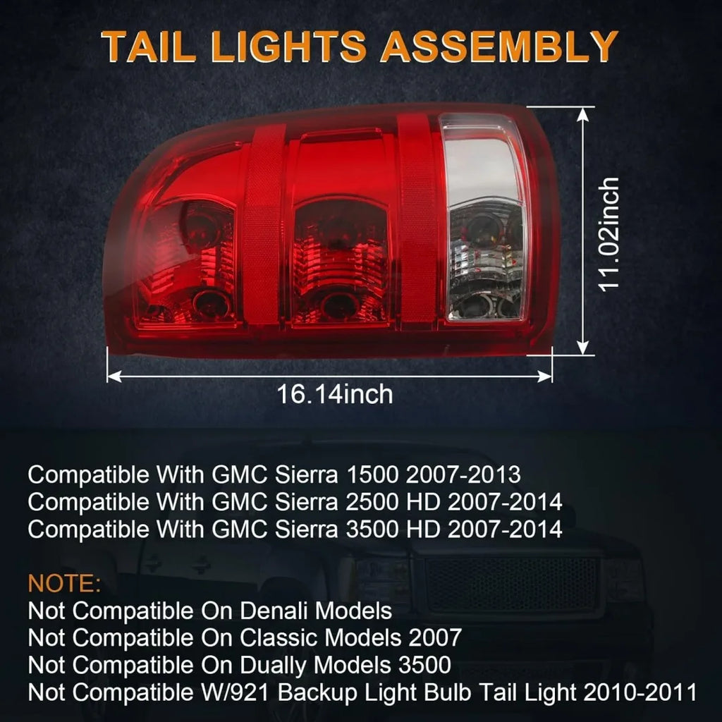 Halogen Tail Lights for GMC Sierra 2007-2013 – Left & Right Rear Light Assembly