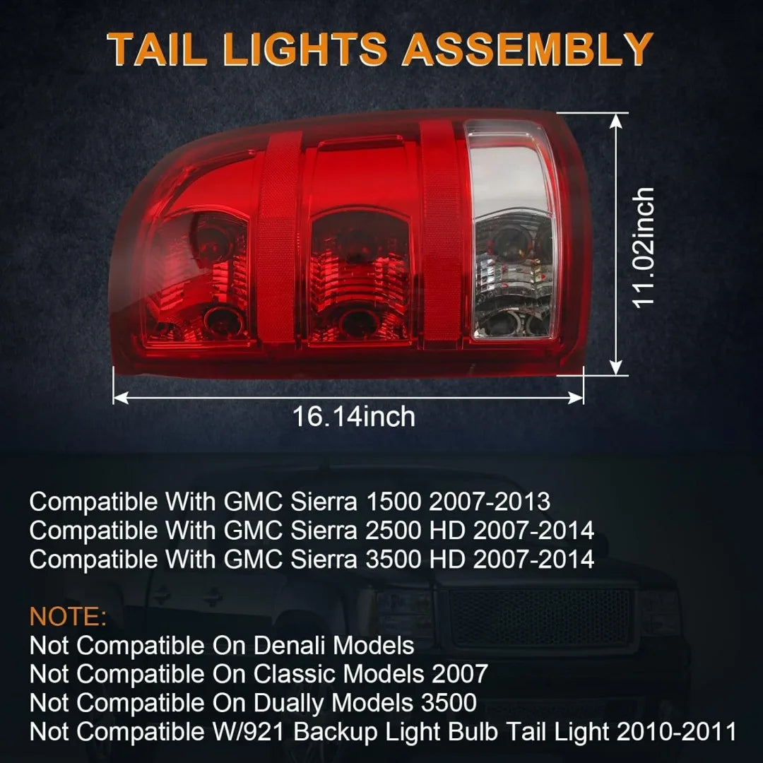 Halogen Tail Lights for GMC Sierra 2007-2013 – Left & Right Rear Light Assembly