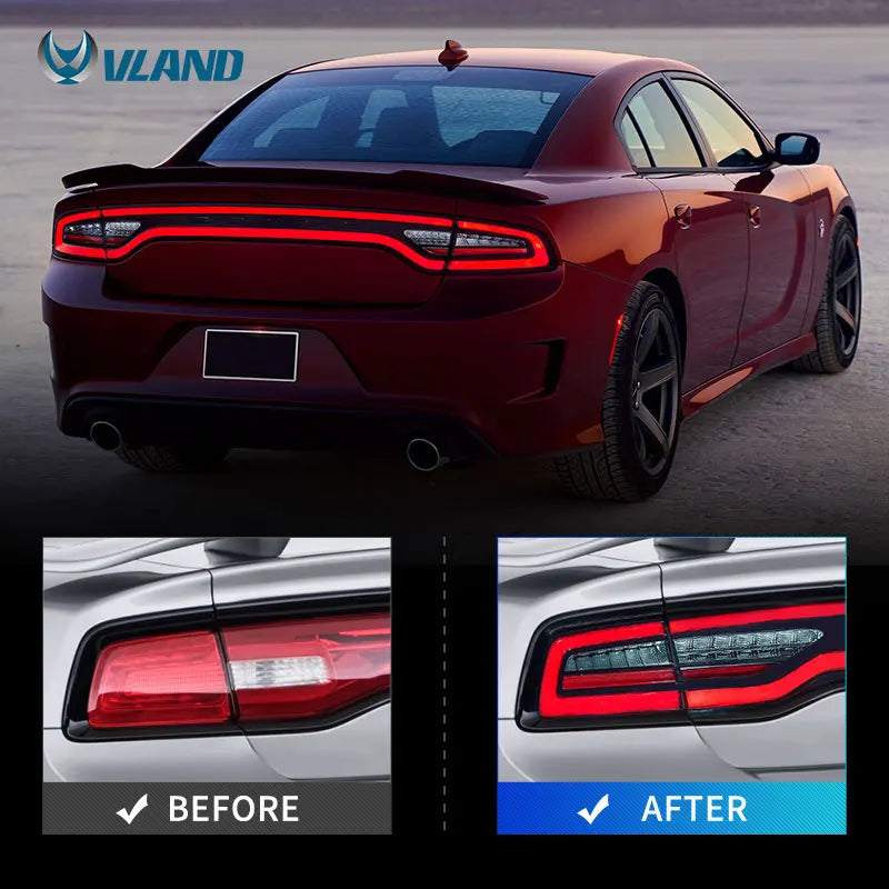 VLAND LED Tail Lights for Dodge Charger 2011-2014 with Sequential Turn Signals & Startup Animation