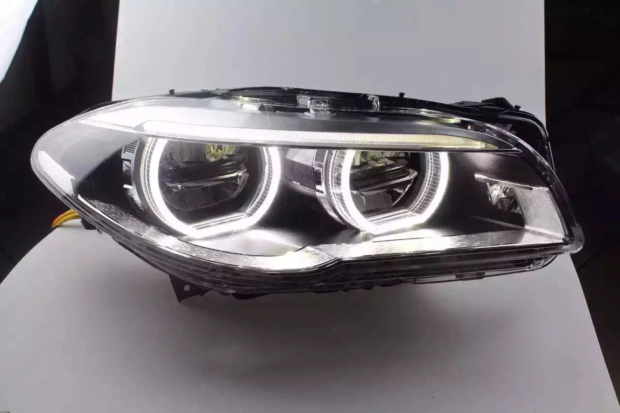 Angel Eyes F10 Headlights Assy for BMW 10-17 F10/F18 Headlights Upgraded to 5 Series Angel Eyes LED Daily Running Lights
