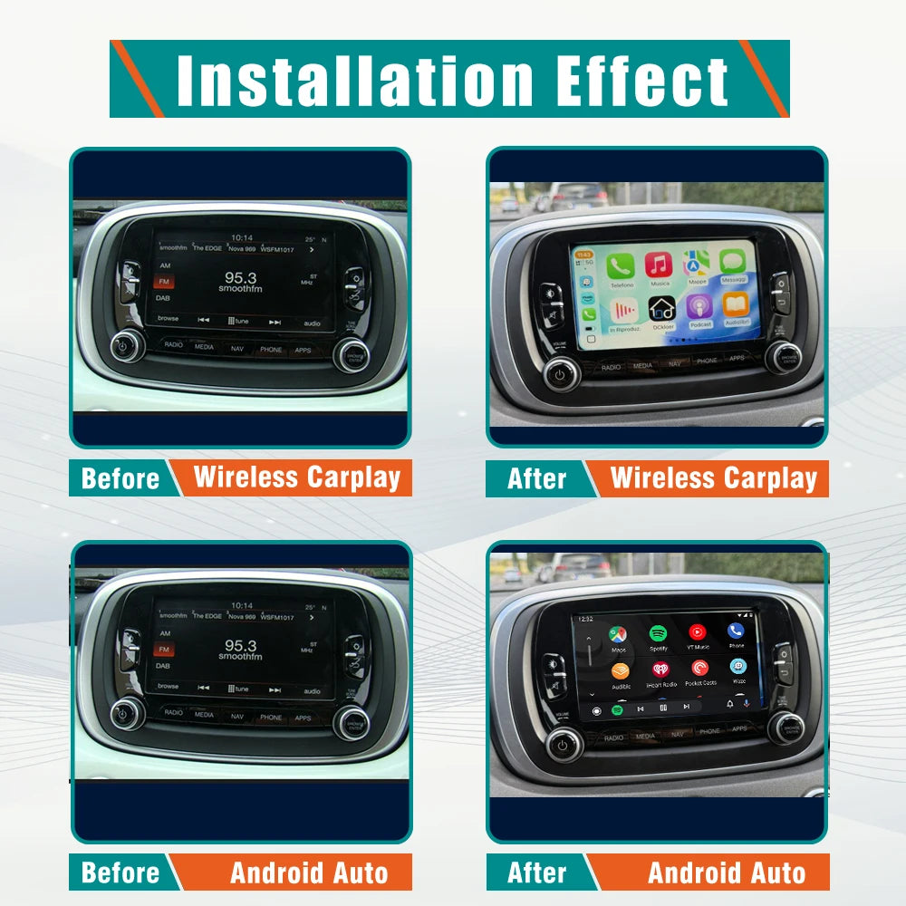 Wireless MMI Carplay Smart Box for Fiat 500X 2014-2017 GPS Navigation Android Auto Mirror Link Smart Box Plug and Play