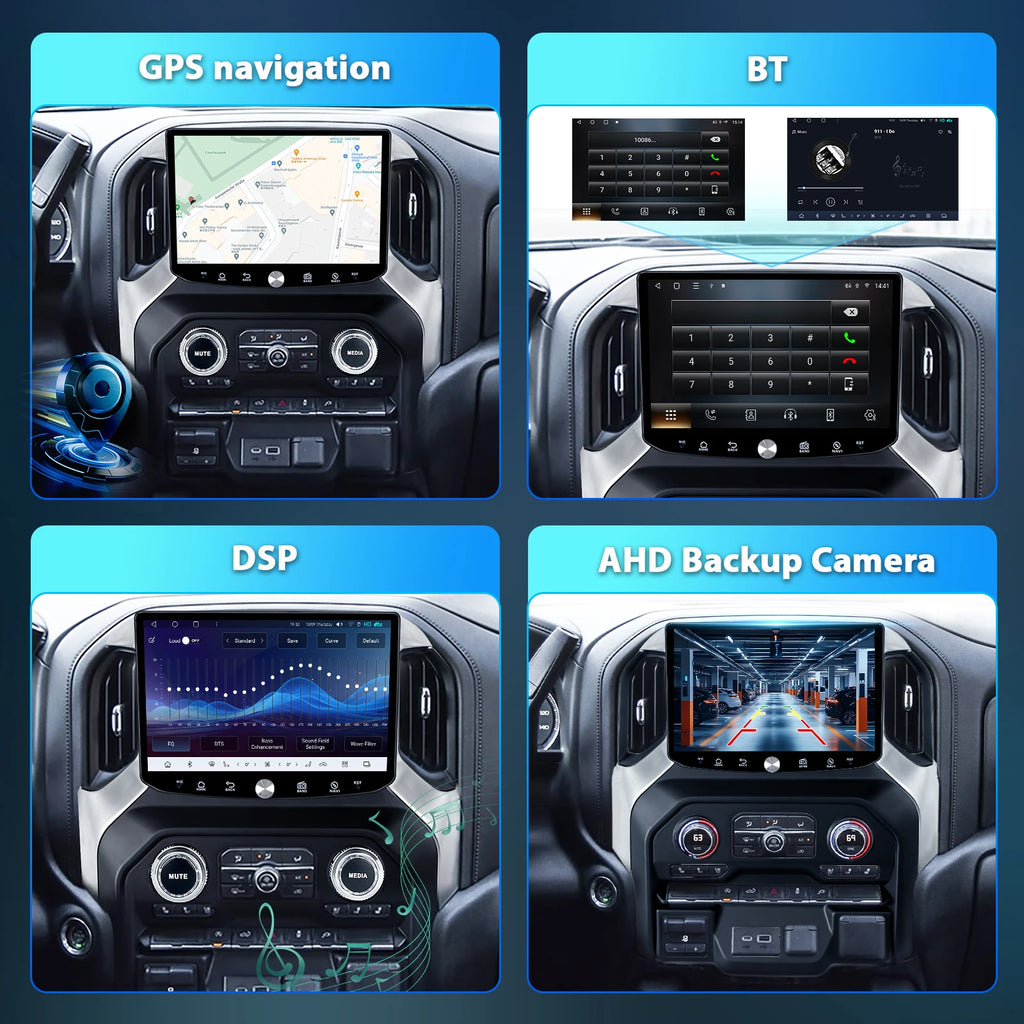 11.5 Inch Radio DVD Player Screen Snapdragon 665 for Chevrolet Silverado GMC Sierra 2019-2021 Wireless CarPlay QLED 2K 8+128GB