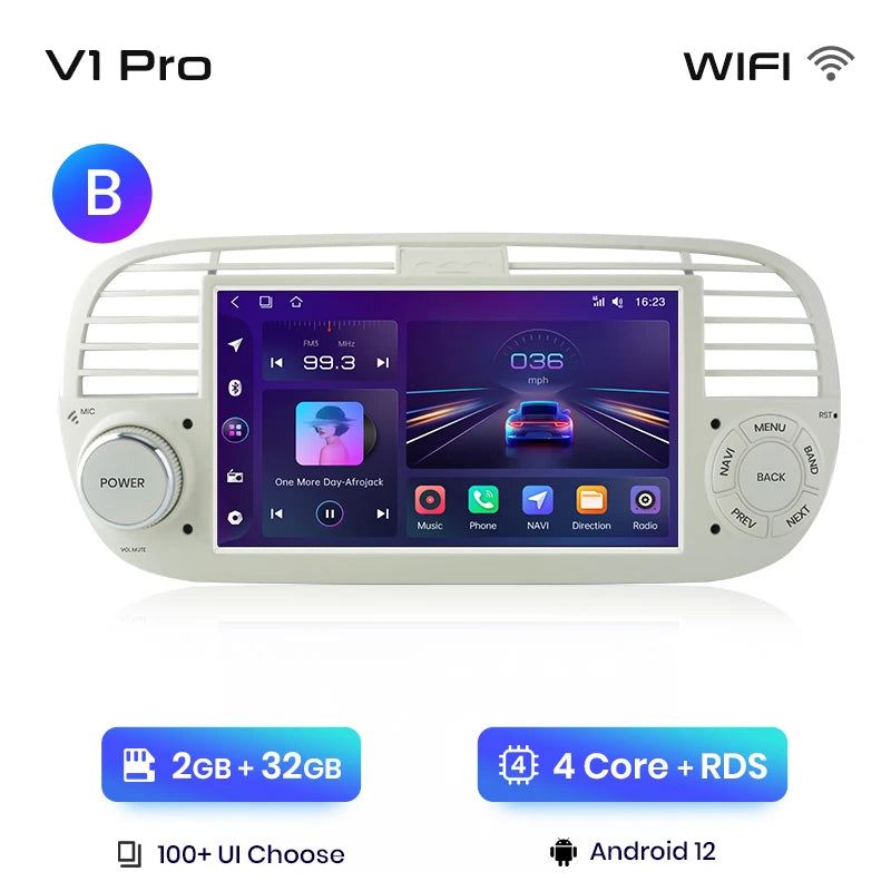 Junsun V1 7-Inch Android Car Stereo for Fiat 500 &amp; Abarth (2007-2015)