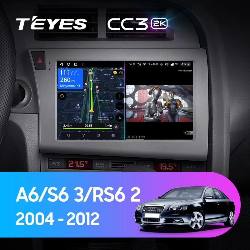TEYES CC3 2K Android Car Stereo for Audi A6 C6 (2004–2011) | CarPlay &amp; Android Auto Multimedia Navigation System