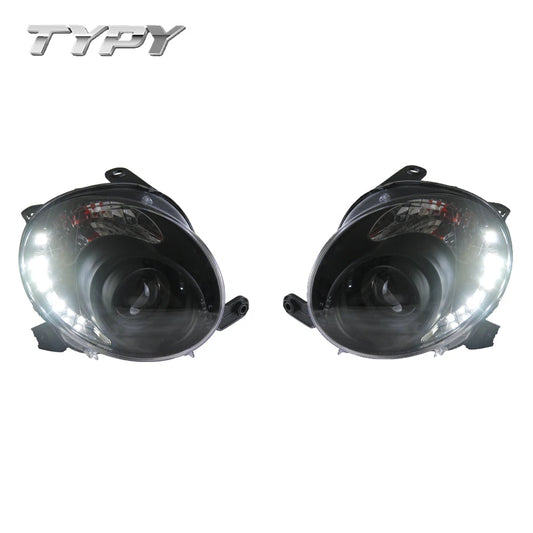 LED Angel Eyes Headlights for Fiat 500 2007-2014 – DRL Projector Headlamp Upgrade