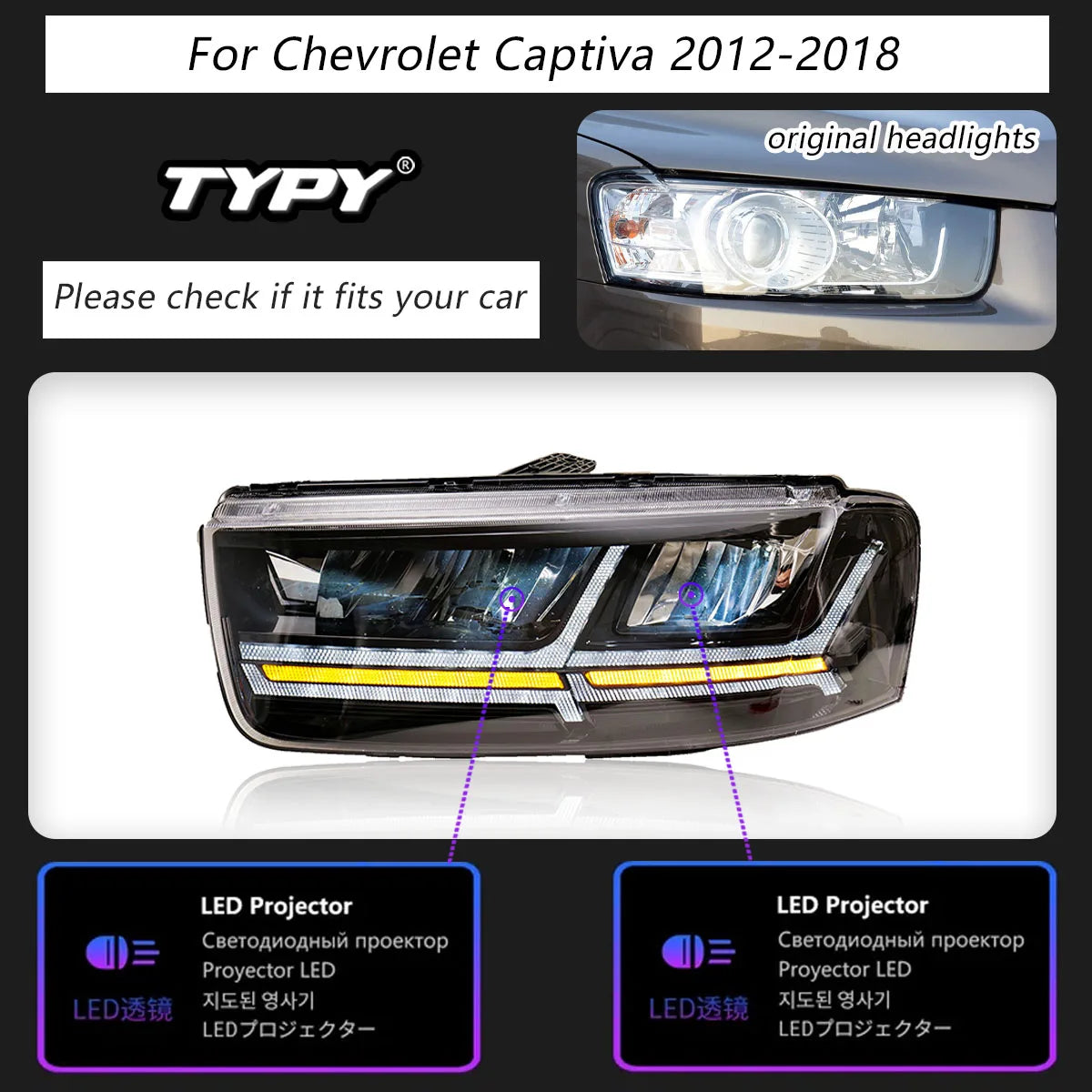 TYPY LED Headlights for Chevrolet Captiva (2012-2018) – Premium Front Light Upgrade