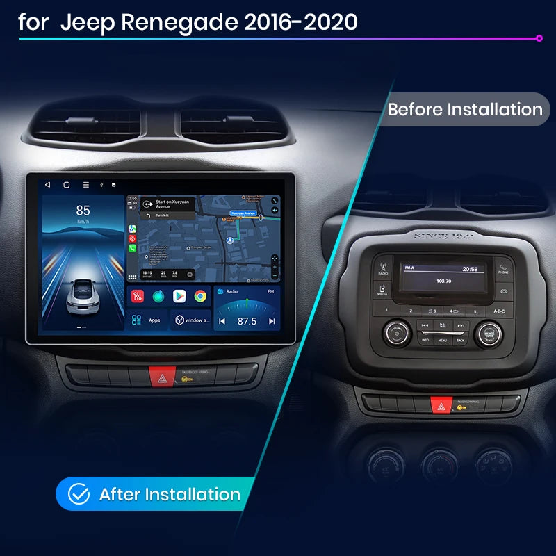 Junsun X7 MAX 2K HD Android Car Stereo for Jeep Renegade 2016-2020 – Wireless CarPlay & Android Auto