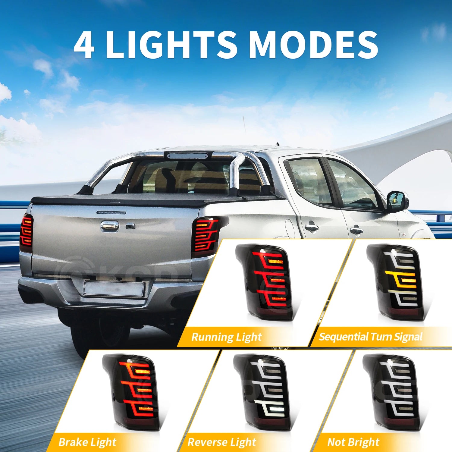 LED Tail Lights for Mitsubishi Triton L200, Fiat Fullback &amp; RAM 1200 (2014-2018)