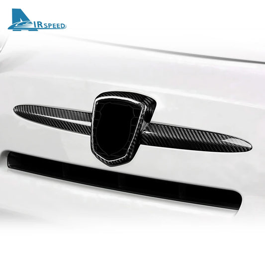 Real Dry Carbon Fiber Front Badge Whiskers Logo Frame for Abarth 595 &amp; 695 (2012–2023)