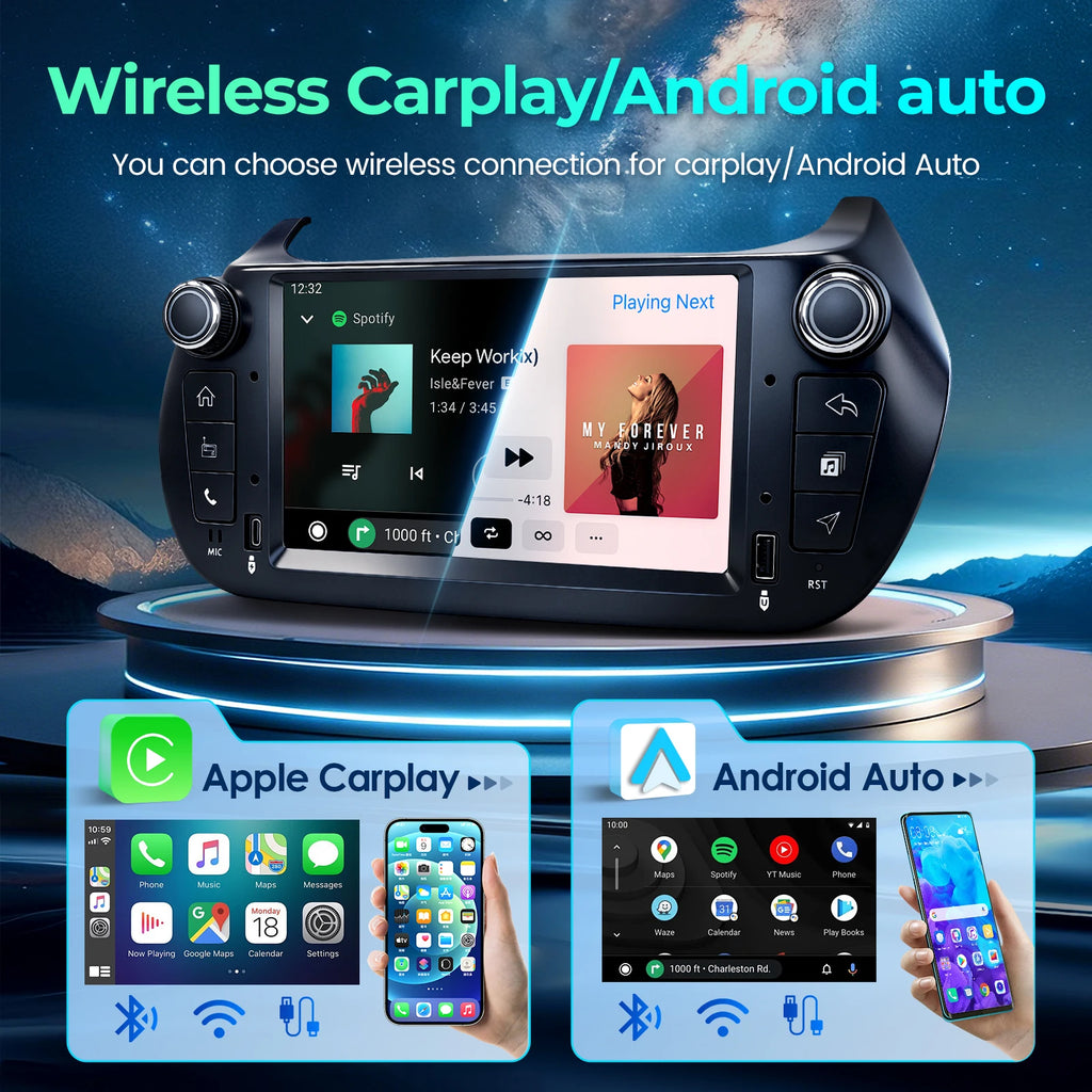 7-Inch Android Car Stereo for Fiat Fiorino 2007-2016 – Wireless CarPlay, Android Auto &amp; GPS Navigation