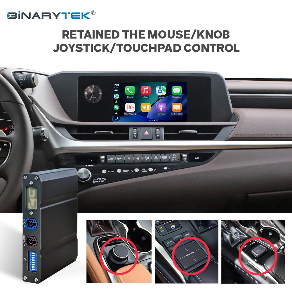 Binarytek BNR-20ESSI kabelloser CarPlay- und Android-Auto-Adapter für Lexus ES (2018–2020)