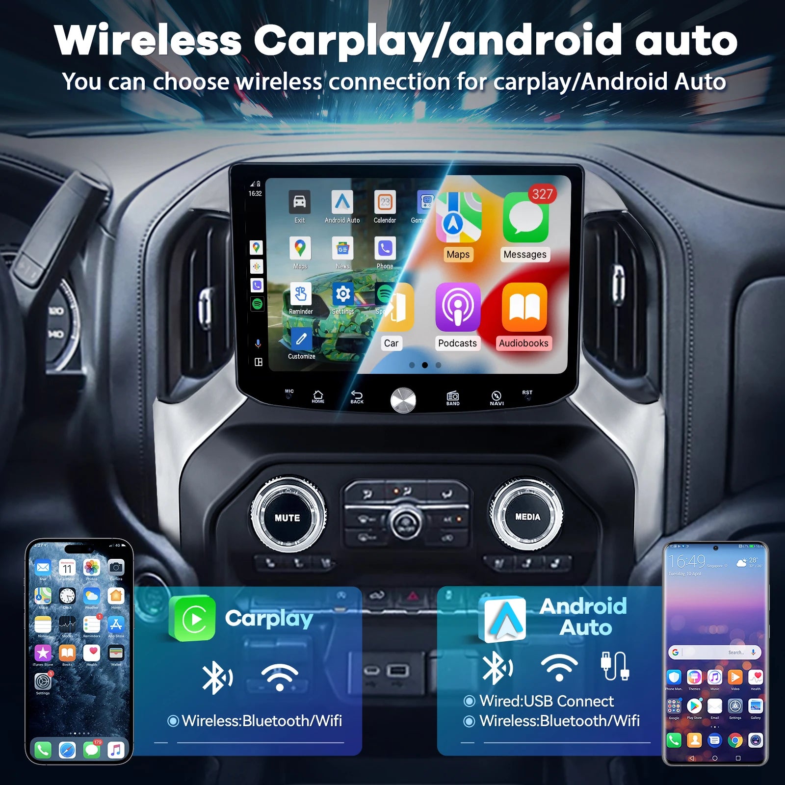 11.5 Inch Radio DVD Player Screen Snapdragon 665 for Chevrolet Silverado GMC Sierra 2019-2021 Wireless CarPlay QLED 2K 8+128GB