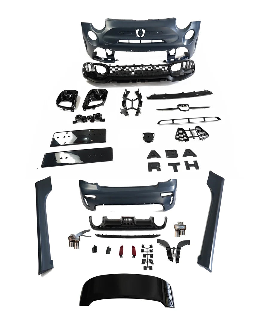 Abarth Style Front and Rear Bumper Body Kit for Fiat 500 (2011–2024) – Complete Conversion Kit with Grille &amp; Diffuser