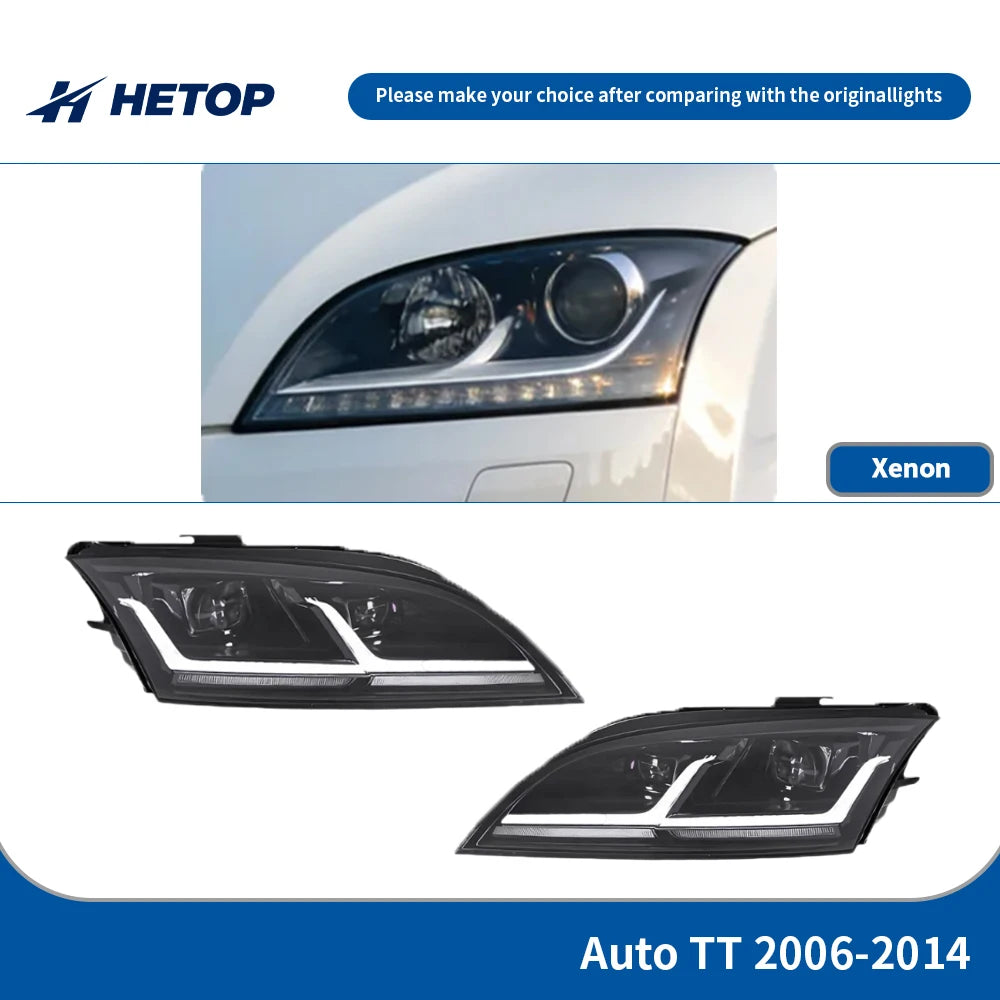 HETOP LED Upgrade Headlights for Audi TT (2008–2014) – Plug &amp; Play Front Lamp with DRL &amp; Turn Signals