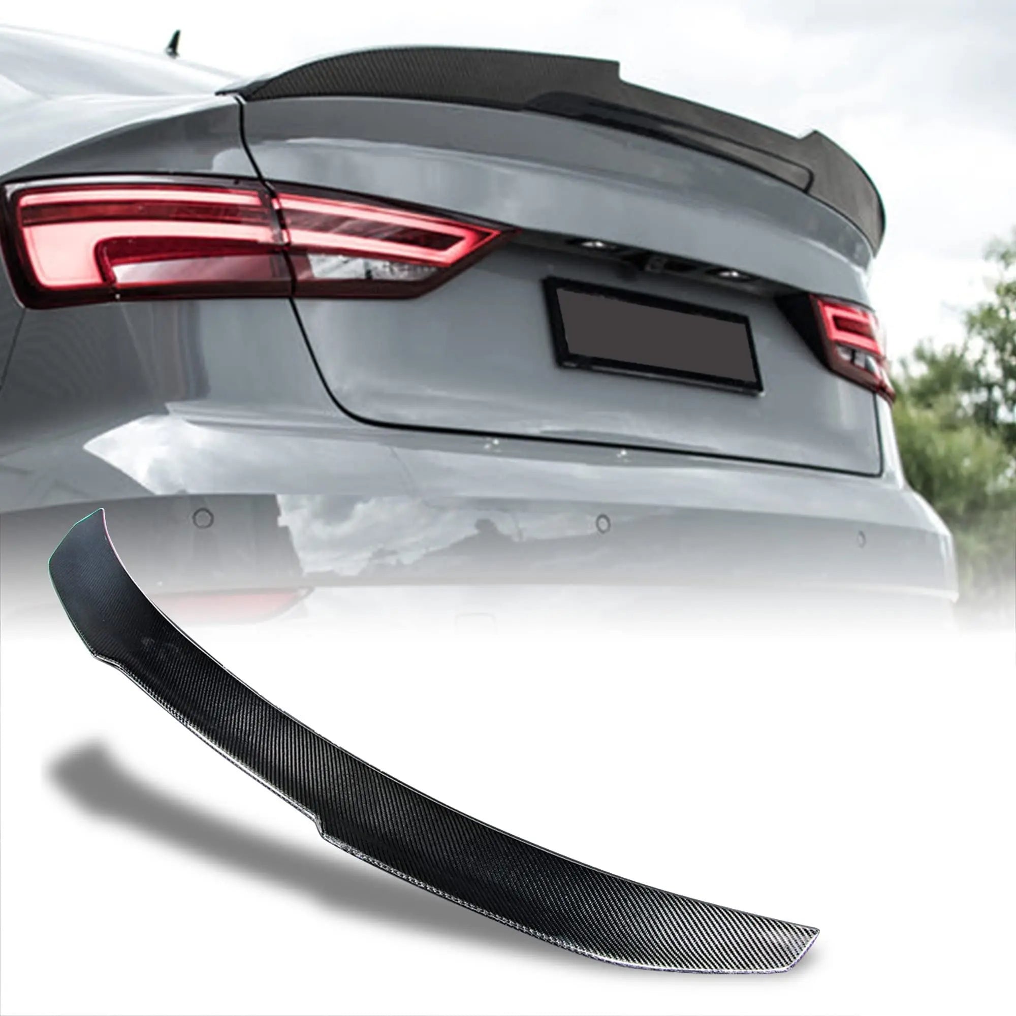 PSM Style Carbon Fiber Rear Spoiler for Audi A3 / S3 / RS3 Sedan (2013–2020)