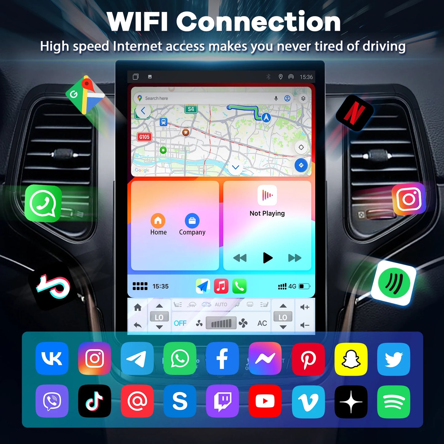 Jeep Grand Cherokee 2014-2021 Tesla Style 12.1" Android 13 Radio – Wireless CarPlay & Android Auto